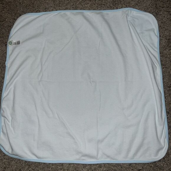 Little Me Train Choo Choo Baby‎ Blanket Blue White Stripes Striped 30”x26” - Picture 5 of 6